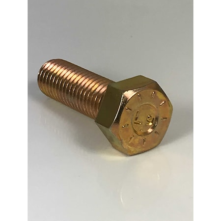 Grade 9, 1/2-20 Hex Head Cap Screw, Zinc & Yellow Plated Steel, 1 In L, 50 PK